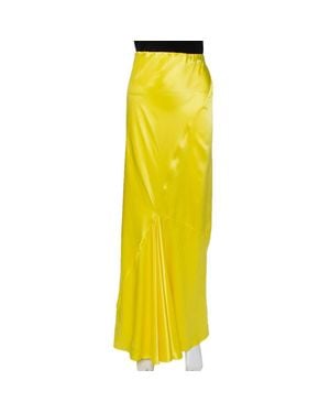 Roberto Cavalli Silk Satin Flared Maxi Skirt - Yellow