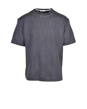 Paolo Pecora Stretch Cotton V-Neck Under Jacket Sweater - Gray