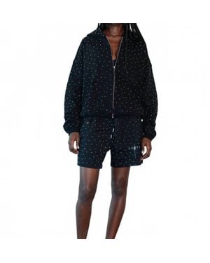 KnotWtr Rhinestone Zip-Up Hoodie - Blue