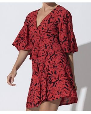 LUSANA Mae Mini Wrap Dress - Red