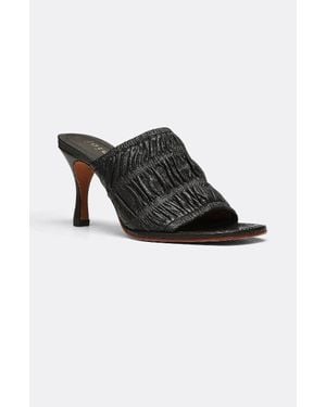Joie Lisa Lisa08-Blk Mule Ruched Leather High Heel Fzp005 ,7.5) - Black