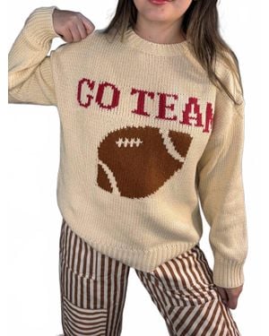Sunday Edition Go Team Football Graphic Sweater - White