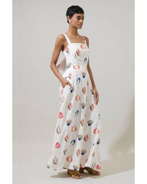Sugarlips Kara Shells Cotton Maxi Dress - White