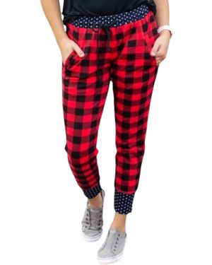 Rogue Society Apparel Buffalo Plaid And Polka Sweatpants - Red