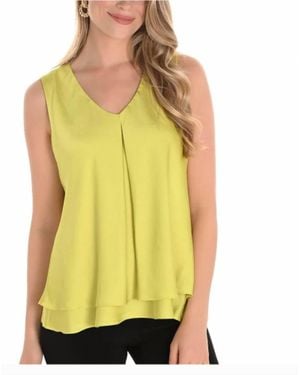 FRANK LYMAN V-Neck Luster Satin Tank - Yellow