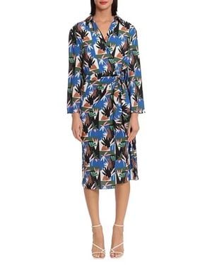 Donna Morgan Long Sleeve Wrap Dress - Blue