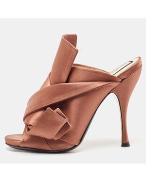N°21 N21 Satin Raso Knot Peep Toe Mules - Brown