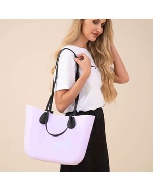 Fashnzfab Large Structured Rubber Shoulder Tote Bag - Purple