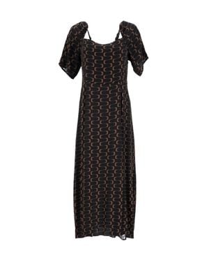 Reformation Printed Viscose Midi Dress - Black