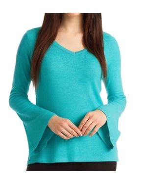 French Kyss Kelly Bell Sleeve Top - Blue