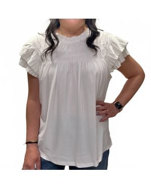 Jade By Jane Tiered Short Sleeve Blouse - Gray