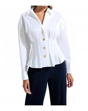 Joseph Ribkoff Stretch Taffeta Fit & Flare Blouse - White