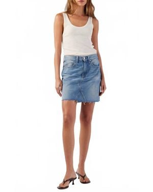 AMO Alexis Skirt With Raw Cut Hem - Blue