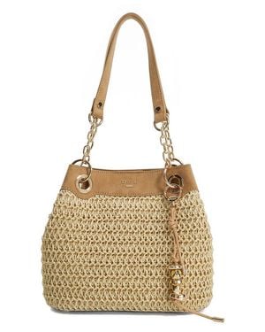 Dune Damara Raffia Triple Compartment Shoulder Bag - Metallic