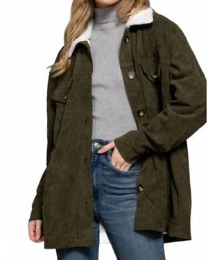 ACTIVE USA Faux Fur Corduroy Jacket - Green