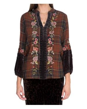 Johnny Was Uccello Velvet Mix Paris Effortless Blouse - Black