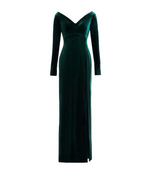 Saiid Kobeisy Velvet Long Fitted Dress - Black