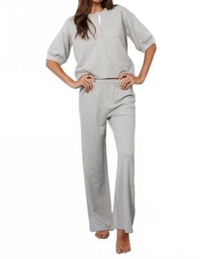 Bobi Shimmery Lurex Wide Leg Pants - Gray