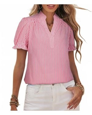 Little Daisy Closet Sarah Stripe Short Sleeve Blouse - Pink