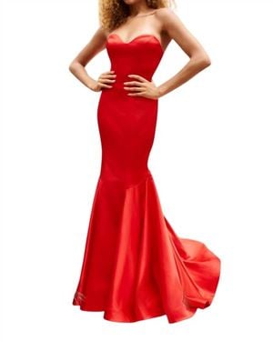 Faviana Silhouette Fitted Dress - Red
