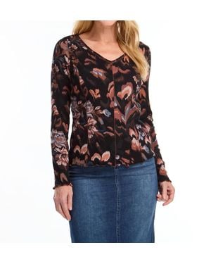 Fdj Lottie Long Sleeve V-Neck Top - Black