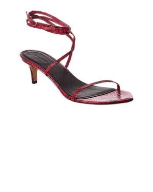 Isabel Marant Snake-Embossed Leather Sandal - Red