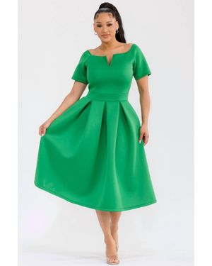 Karen T Design Pleated Midi Dress - Green