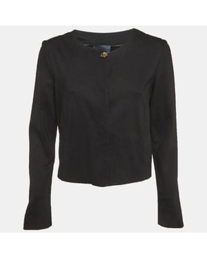 Roberto Cavalli Cavalli Class Jersey Knit Button Front Jacket - Black