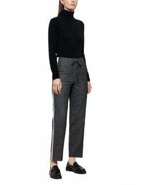 Luisa Cerano Pinstripe With Ribbon Straight Joggpants - Black