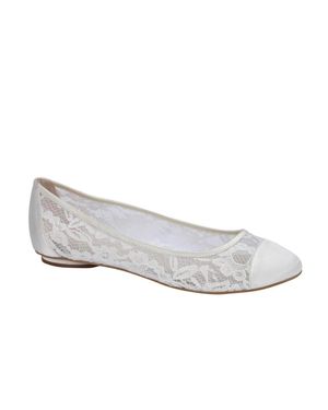 Paradox London Sweetie Ballet Flat Ivory Floral Slip On Zogg2377 - White