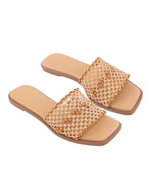 Fortune Dynamic Rawnie Woven Raffia Stud Slide Sandals - Natural