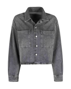 Alexander Wang Denim Cropped Long-Sleeve Cotton Denim Jacket - Black