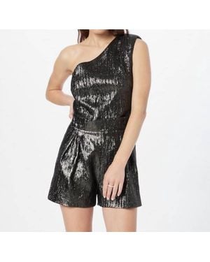 IRO Iliana One-Shoulder Lamé Playsuit - Black