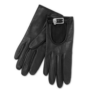Philipp Plein Nappa Mid-Gloves Crystal Skull - Black