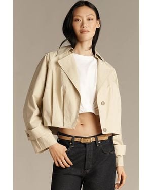 Maeve Pleated Crop Trench Jacket - Natural
