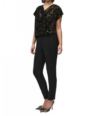 Joseph Ribkoff Silky Knit And Foiled Velvet Jumpsuit - Black