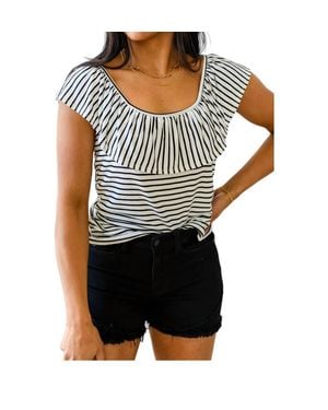 Haptics Extra Time Striped Top - Black