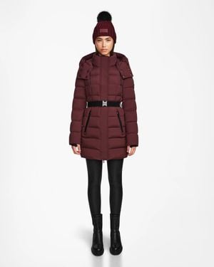Rudsak Frida M Matte Belted Mid-Length Down Puffer - Red