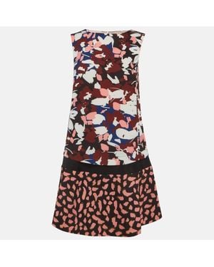 Jil Sander Multicolor Abstract Print Crepe Panel Mini Dress - Red