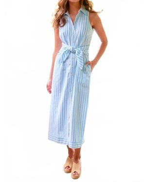 Finley Pastel Stripe Long Ellis Dress - Blue