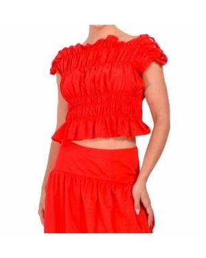 Cinq À Sept Evalina Boat Neck Top - Red