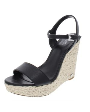 MICHAEL Michael Kors Jill Leather Espadrille Wedge Sandals - Black