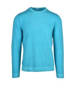 Malo Aqua Virgin Wool Crewneck Pullover - Blue