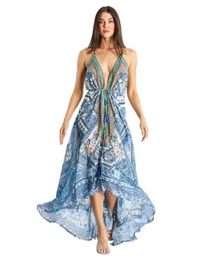 La Moda Clothing Alquimia Halter Maxi Dress - Blue