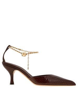 Ferragamo Ferragamo Dana 70 Crocodile Effect Leather Pumps, Size 7 C - Brown