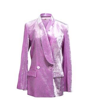 Nina Ricci Double-Breasted Velvet Blazer - Purple