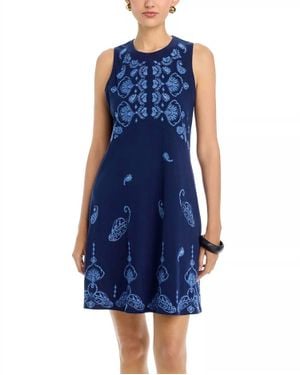 Johnny Was Jaden Chevron Mid Knit Tank Dress - Blue