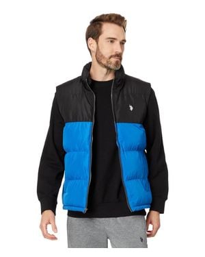 U.S. POLO ASSN. U. S. Polo Assn. Puffer Vest Colorblock Full Zip Quilted Frog766 - Blue