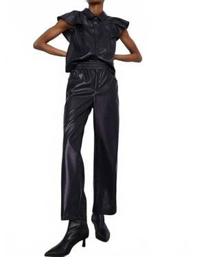 Melissa Nepton Harlow Faux Leather Straight Leg Pants - Blue