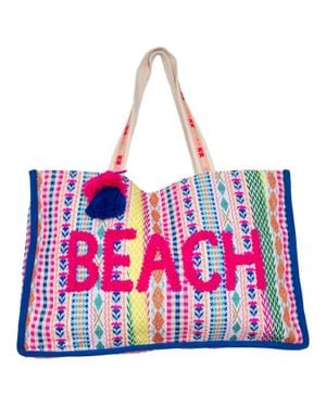Katydid Beach Tasseled Oversized Tote Bag - Purple